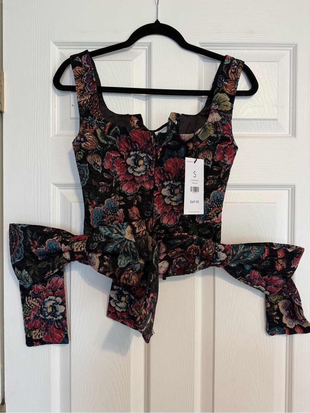 AKIRA Pretty Little Lady Floral Brocade Corset Top with Bows - Size Small - Picture 5 of 8
